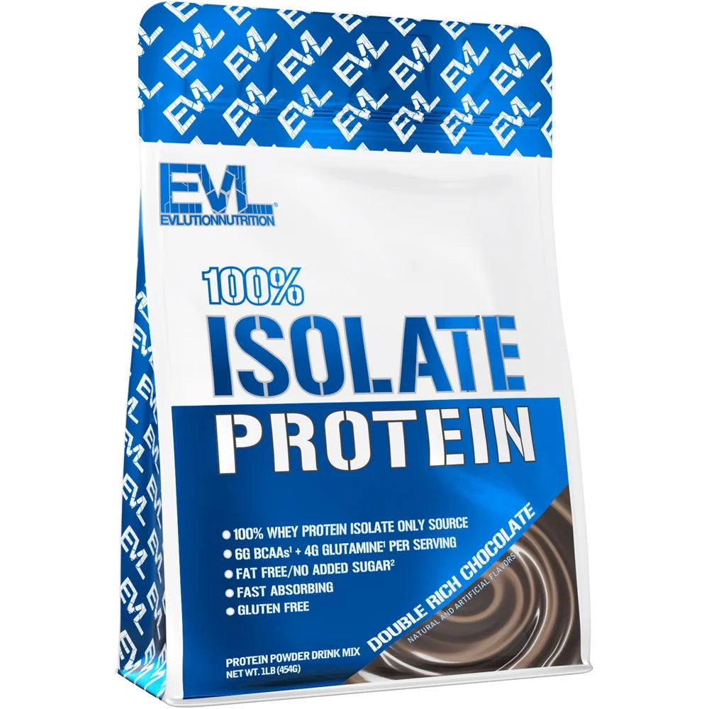 Whey Protein Powder 100% Isolate 25G -  Whey Isolate Protein Powder 1 LB - No Sugar Added, Low Carb Gluten Free - EVL Fast Absorbing Chocolate Protein Powder with BCAA