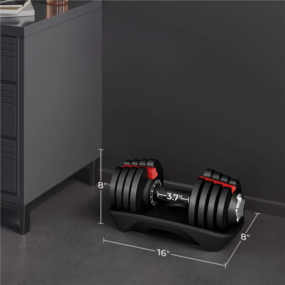 40Lb Adjustable Dumbbell Set with Anti-Slip Handle and Tray, Black