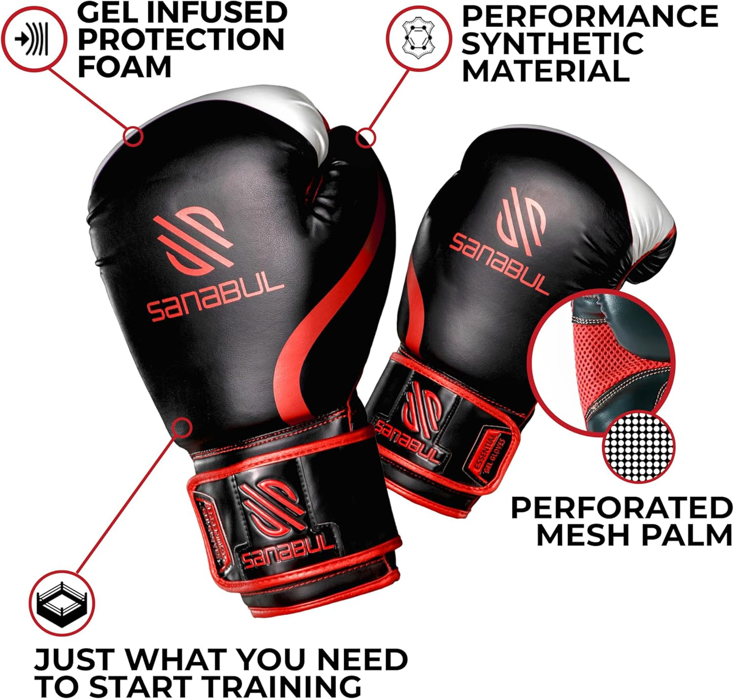 Essential Gel Boxing Gloves Kickboxing Gloves for Men & Women Boxing Training & Sparring Gloves Muay Thai and Heavy Bag Training