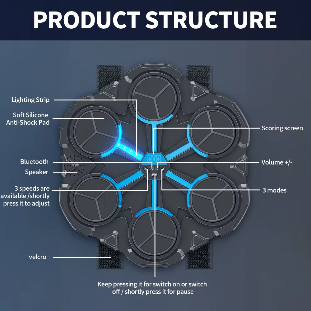 Smart Bluetooth Music Boxing Trainer - Home Fitness Wall Target for Decompression and Fighting Skills