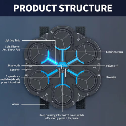 Smart Bluetooth Music Boxing Trainer - Home Fitness Wall Target for Decompression and Fighting Skills